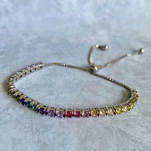 Sterling Silver Rainbow CZ Bracelet